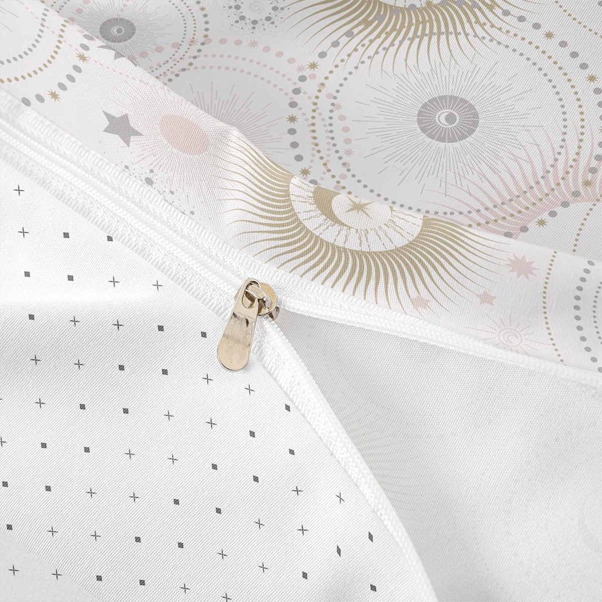 Stars and Moon Kids Duvet Cover Set Full Size,Pink Golden Grey Shiny Planets Comforter Cover with 2 Pillowcases,Romantic Galaxy Universe Bedding Set for Boys Girls Xmas Bedroom (No Comforter)