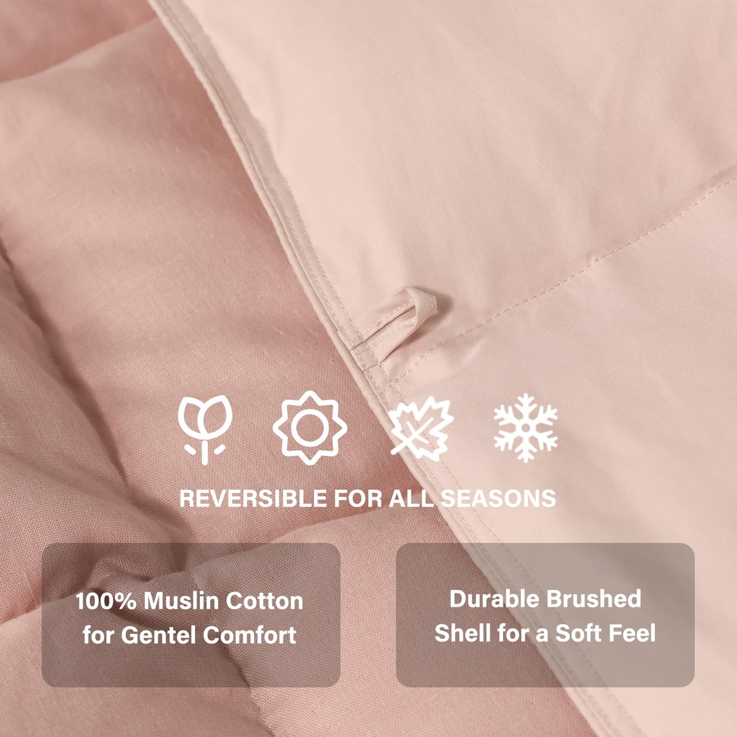 zzlamb Muslin Toddler Down Comforter Baby Down Blanket, Lightweight Crib Quilt All Season Duvet Insert, Soft & Breathable 100% Cotton Muslin Cover for One Side Machine Washable, Cherry Pink 41x48in
