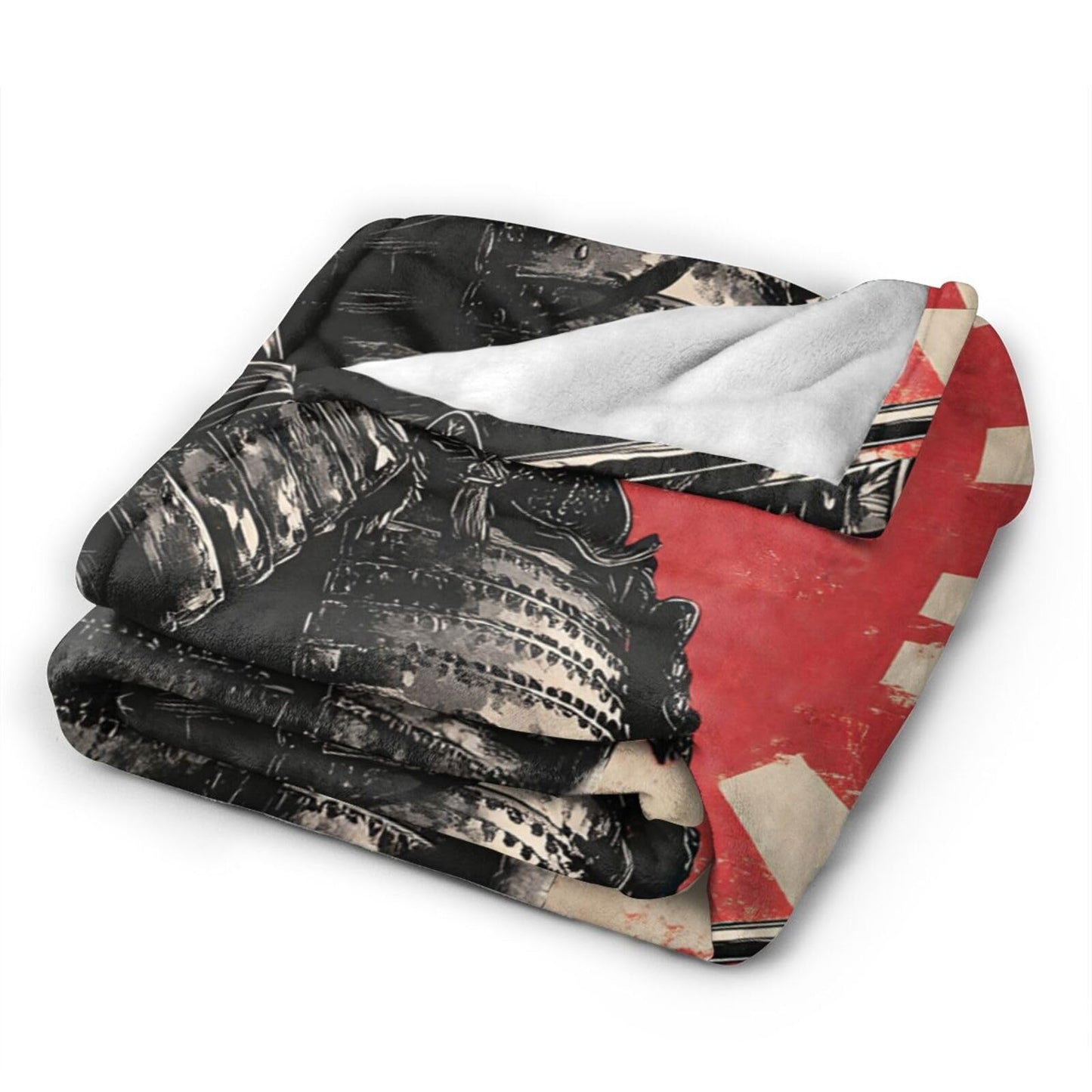 Japanese Samurai Throw Blanket Asian Warrior Flannel Blankets Japan Bushido Fuzzy Plush Super Soft Cozy Warm Decor Gifts for Boys Girls Kids Adults Men Women 40" x 50"