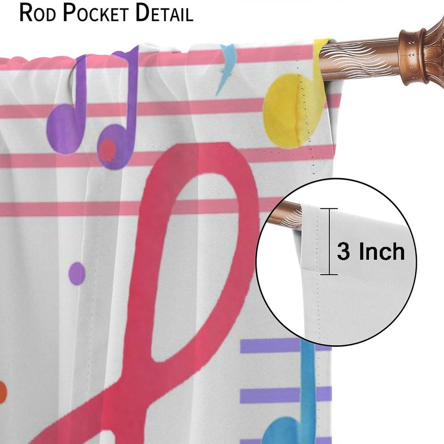 Cool Musical Theme Notes Curtains - Colorful Abstract Modern Music Symbol Print Window Drapes Room Darkening Blackout Curtains Thermal Insulated Rod Pocket Curtains for Bedroom 2 Panels 45"L x 21"W