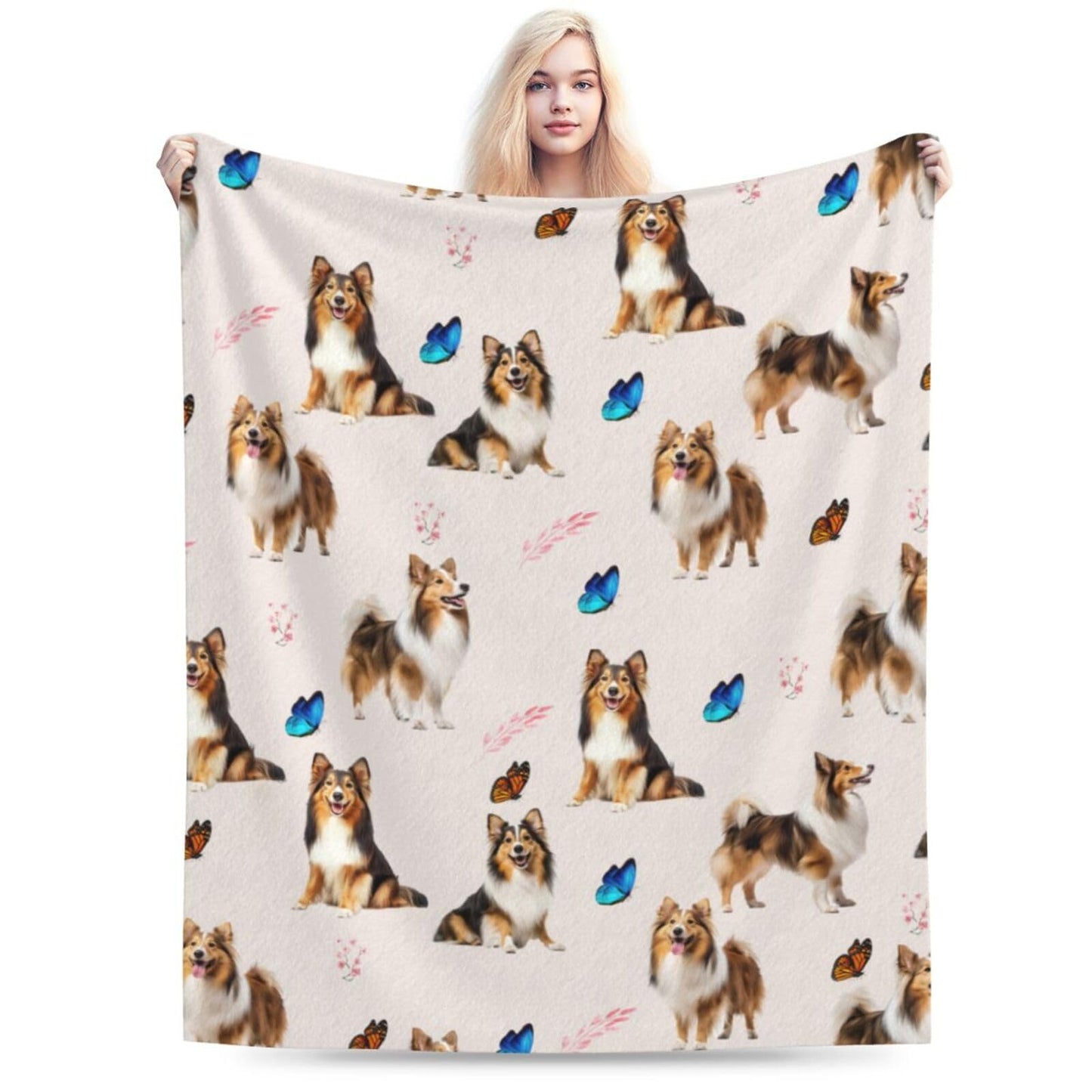 Sheltie Shetland Sheepdog Throw Blanket Dogs Lover Flannel Blankets Plush Super Soft Cozy Warm Decor Gifts for Boys Girls Kids Adults Men Women 40" x 50"