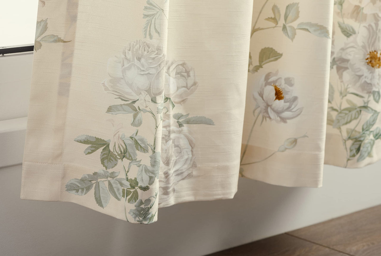 Maison d' Hermine Curtains for Living Room 100% Cotton 96 inch Length One Panel Light Filtering Curtains for Windows with Rod and Loop Pockets Spring Summer (Villette - Dove Grey, 50" W x 96" L)