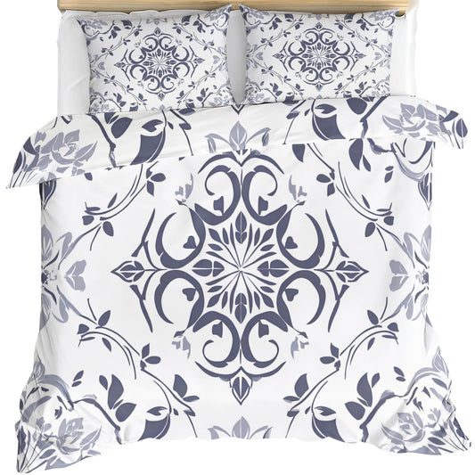 ZAMODE Baroque Floral Comforter Cover 104" x 98", Vintage Exotic Flower Bedding California King Size, Country Farmhouse Style Duvet Cover with 2 Pillowcases