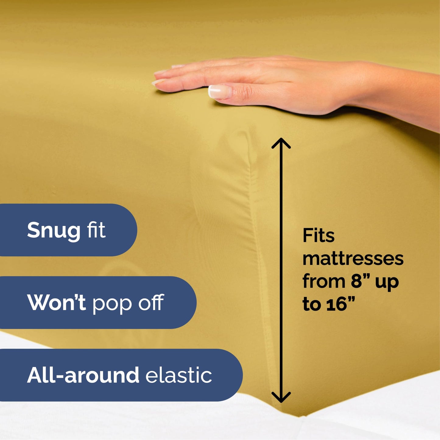 Queen Size 4 Piece Sheet Set - Ultra Soft & Cooling Bed Sheets - Fits 8 Inch to 16 inch Mattress - Wrinkle & Fade Free with Deep Pockets - Easy-Fit, Breathable & Comfy - Hotel Luxury Bedding - Mustard