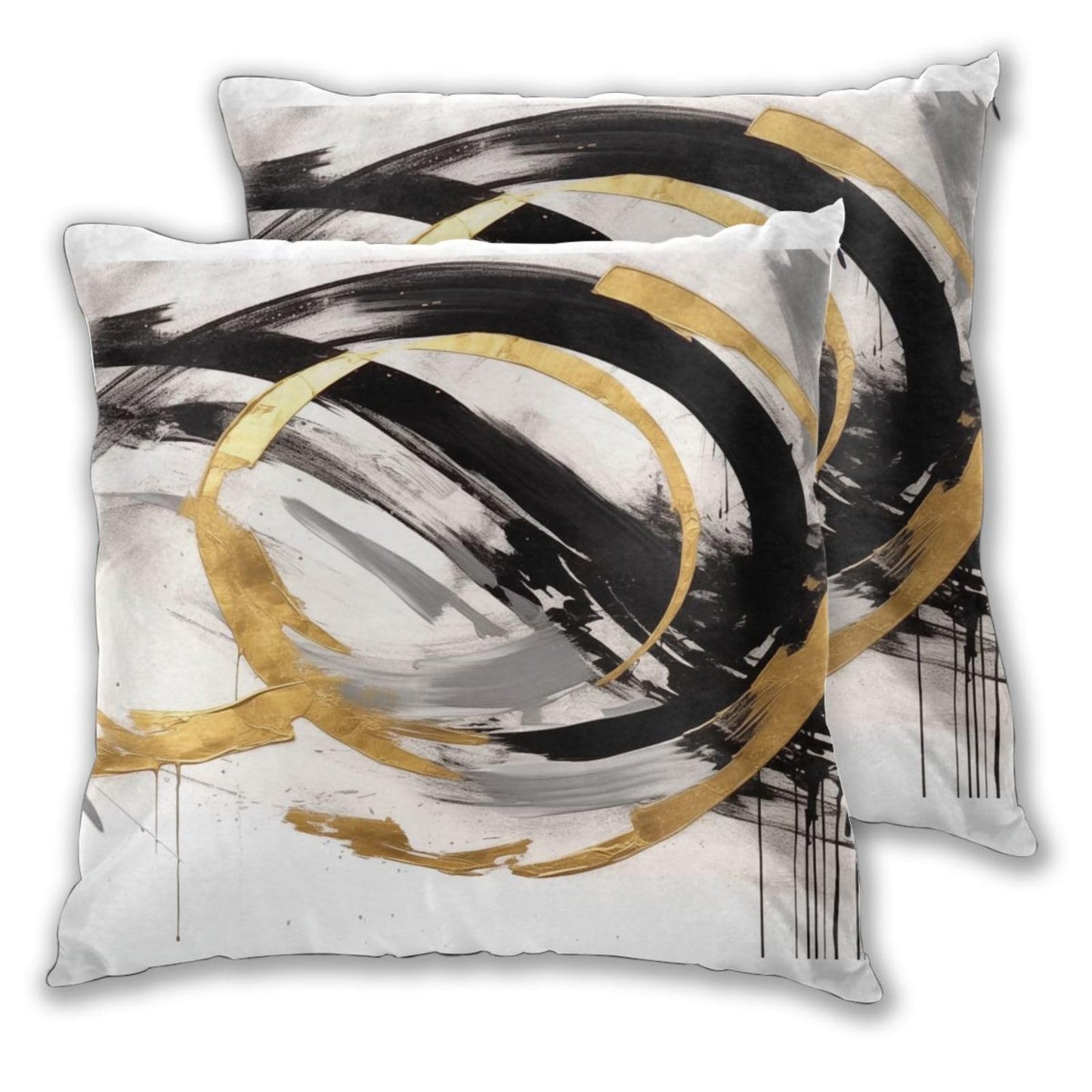 Droerfes Abstract Black Gold Throw Pillow Covers Set of 2 Couch Pillow Case Decoration Cushion Covers for Sofa Home Living Room Bedroom Outdoor 18X18 Inch