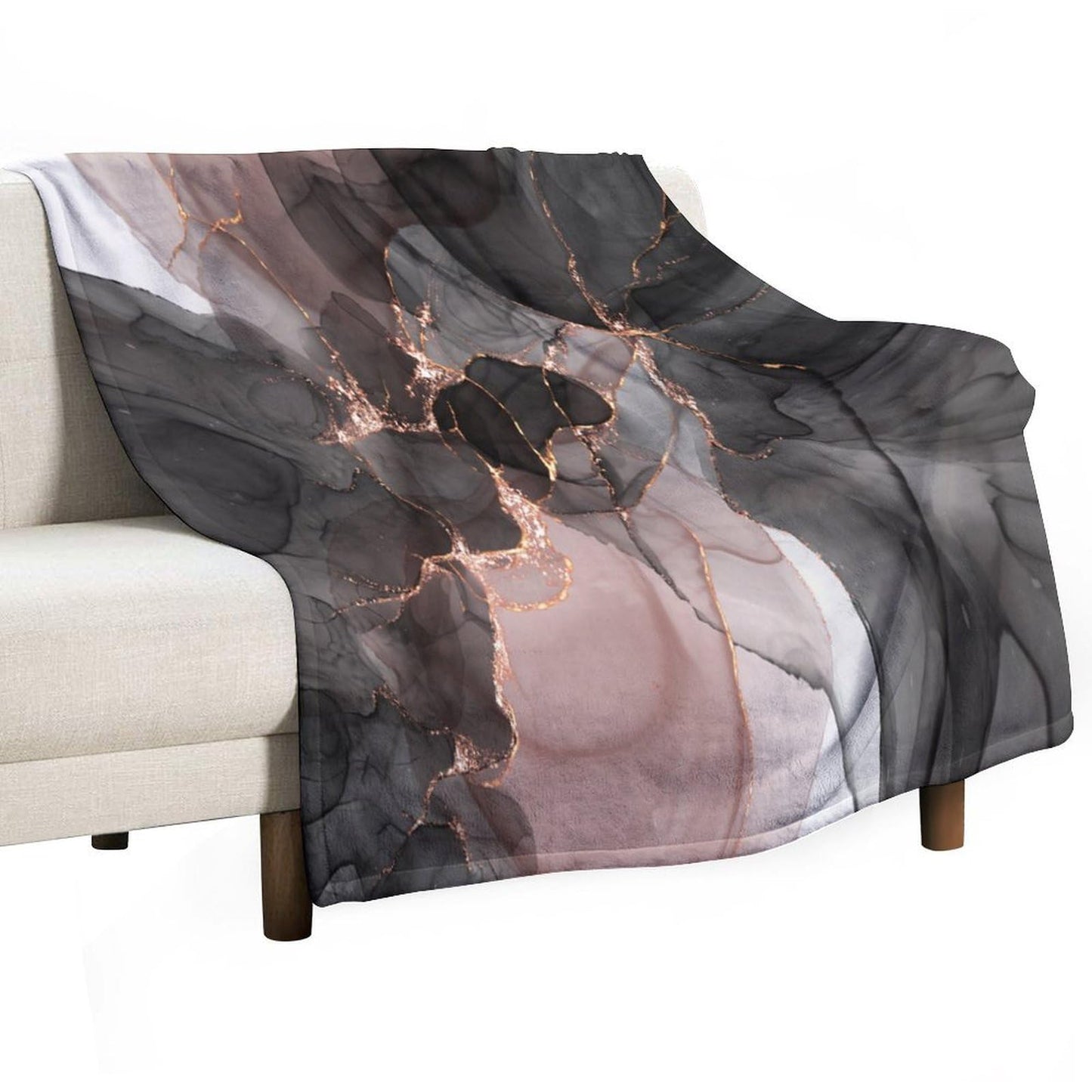 Marble Blanket Abstract Marble Modern Luxury Black Pink Gold Liquid Soft Cozy Lightweight Throw Blanket for Kids Girls Boys Women Bedroom Living Room Dorm Chair Sofa Travel 40x50in