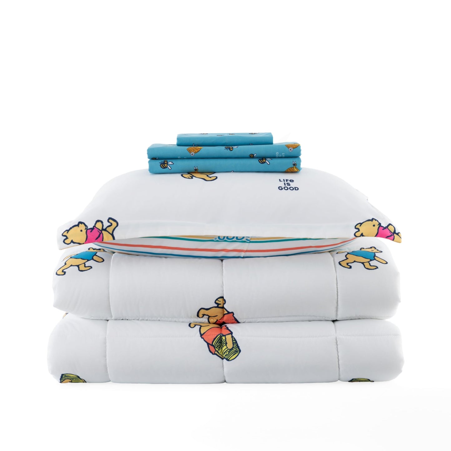 Berkshire LIG Printed Reversible Microfiber Comforter Set–5-Piece, Ultra Soft All-Season Bedding for Kids, Wrinkle & Fade Resistant, Twin, Dancing White