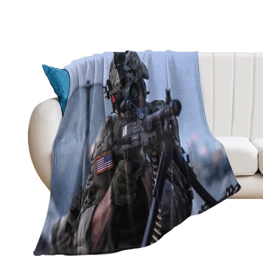 Military Art Flannel Blankets Featuring Fully Armed Special Forces Soldiers(3) Flannel Blanket Wool Soft Blanket Lightweight Plush Suitable for Sofa, Bed, Comfortable Sofa 30x40in（75x100cm）