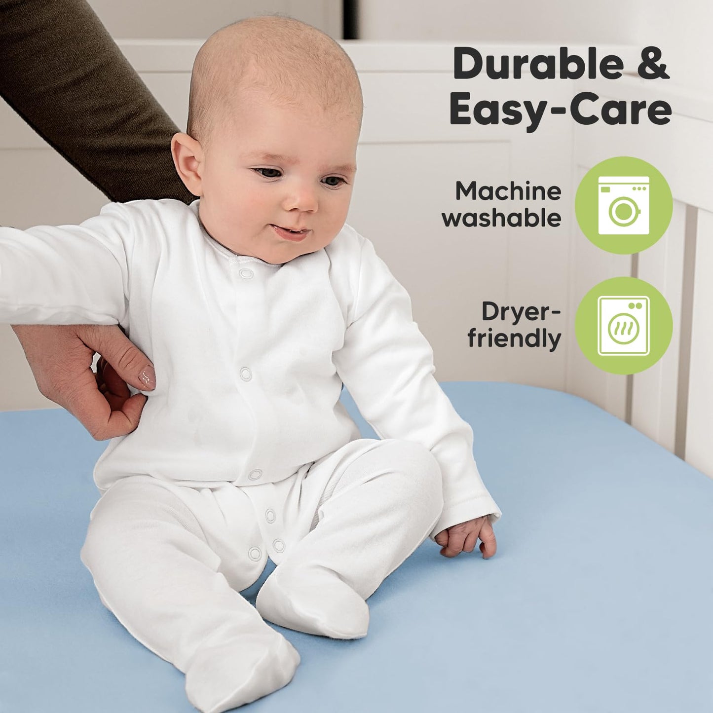 KeaBabies 2-Pack Organic Cotton Crib Sheets for Boys, Girls - 52x28 Fitted Crib Mattress Sheet Neutral, Breathable Cover for Baby Bed Set, Toddler Mattress, Soft & Cute Prints (Cornflower)