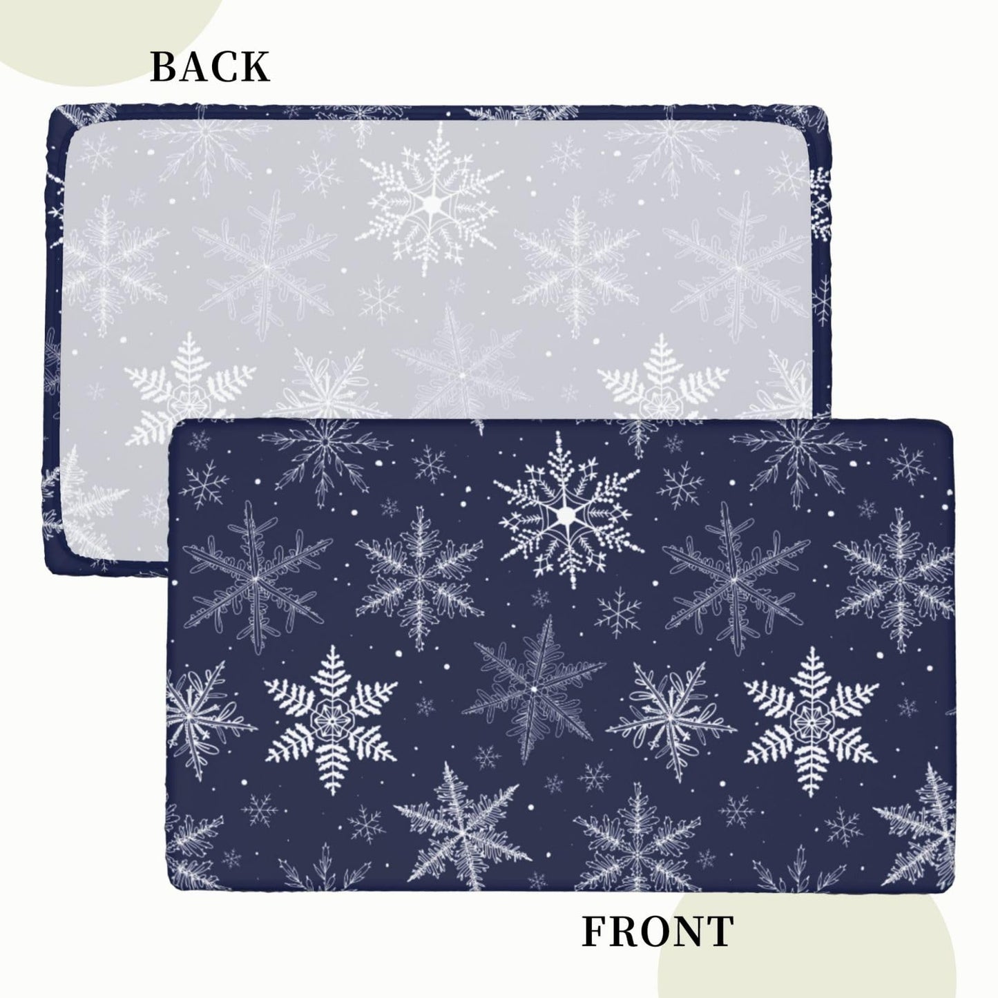 Fiokroo Winter Snowflakes Blue Tablecloth with Elastic Edge for 4ft Rectangle Table, Table Cloth Christmas Washable Table Cover for Kitchen Dining Party Outdoor Picnic Decoration, 48" L X 30" W
