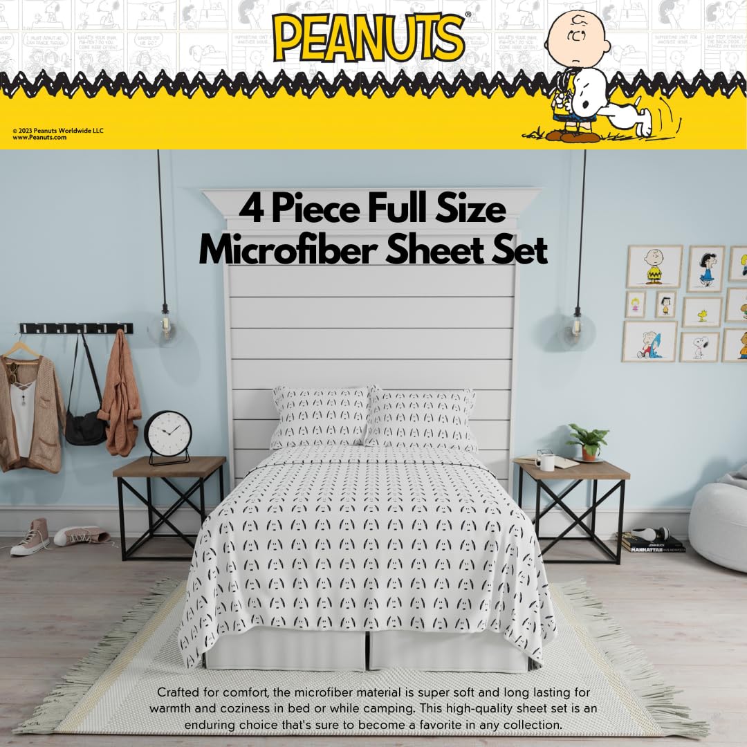 Collectibles Peanuts Snoopy Bedding Super Soft Cozy Microfiber 4 Piece Full Sheet Set, (Officially Licensed Product) By Franco