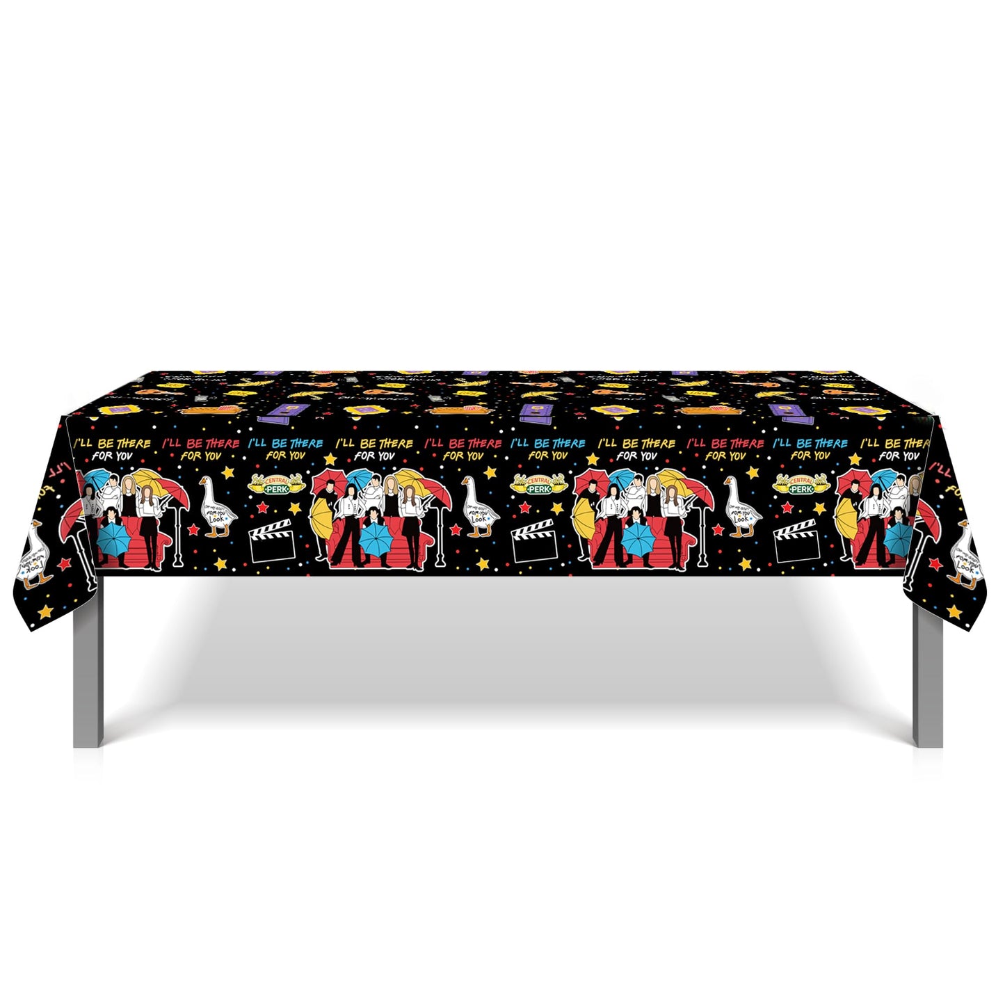 CC HOME 1Pc Party Plastic Tablecloth 54 x 87 Inch Long Table Cover, I'll be There Party Tablecover for Family Bestie Kids Baby Shower Birthday Dinner Picnic Kitchen Event Use