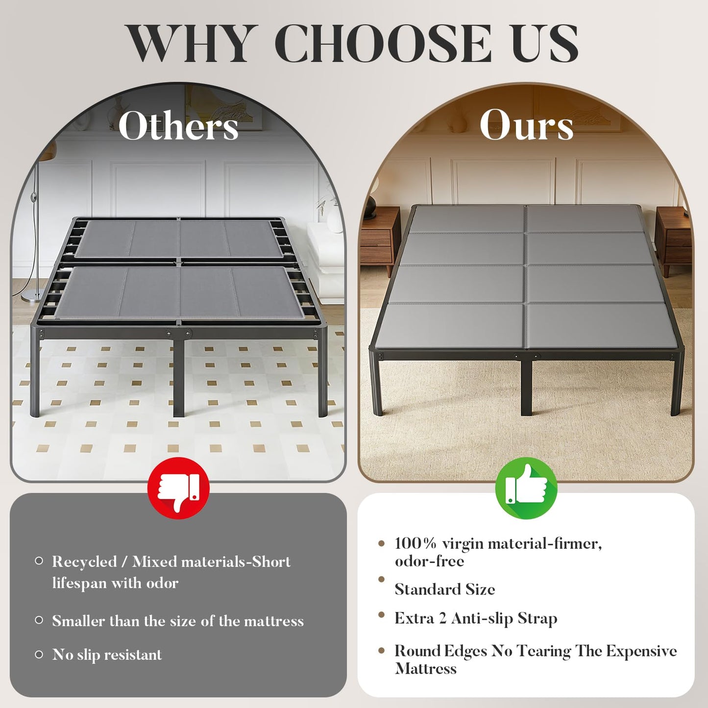 JUOIFIP Bunkie Board King Size (76" x 80") 8mm Heavy Duty, Non-Slip Breathable Mattress Support Board for Slatted & Platform Bed Frames, Anti-Sag, Noise Minimizing, Moisture Resistant