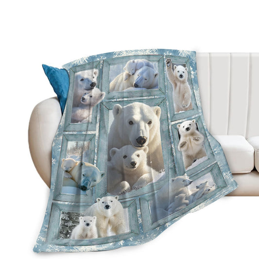 Baegopa Polar Bear Blanket Gifts for Girls Boys Snowflakes Throw Blankets Cozy Plush Fleece Flannel Fuzzy for Women Men Decor 50"X40"
