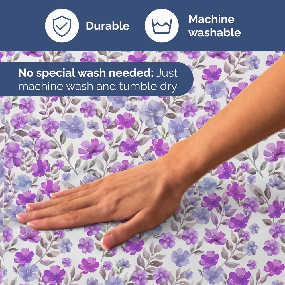 Floral Sheets - Purple Floral Bed Sheet Set - 1 Flat, 1 Fitted & 2 Pillowcases w/ Deep Pockets - Comfy, Wrinkle & Fade Free Boho Botanical Bedding - Ultra-Soft, Breathable & Cooling - Queen Size New