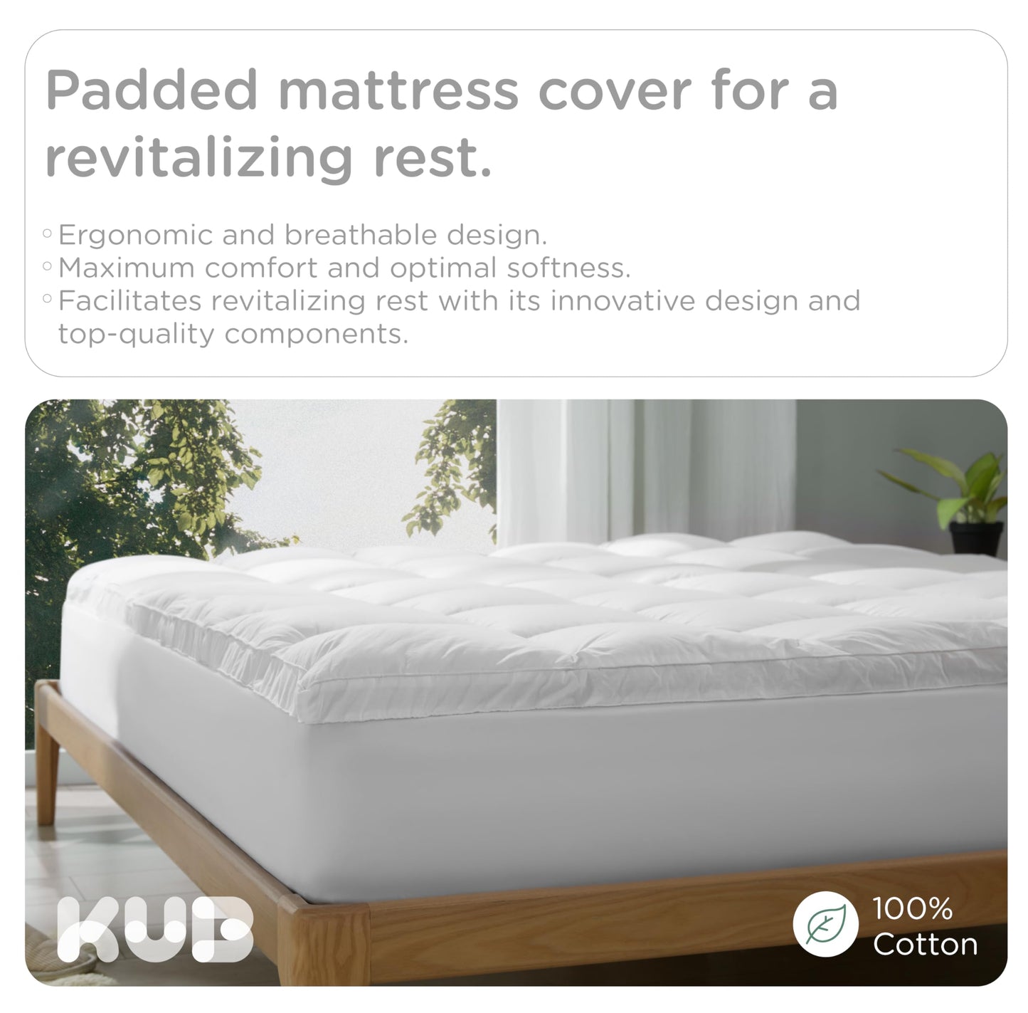 KUB Twin Cotton Mattress Topper, Breathable Pillow Top with 8-21 Inch Deep Pocket, 3D Snow Down Alternative Fill, Fluffy College Dorm Mattress Pad Cover (Pink, 39 * 75inch)