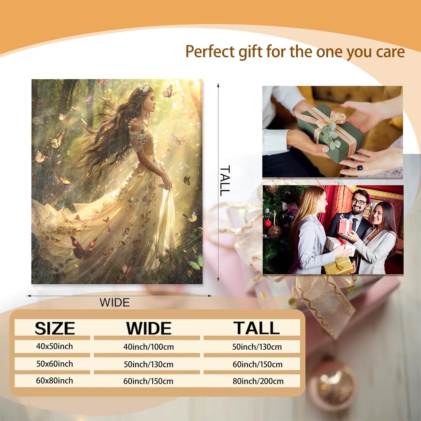 Fairy Princess Theme Blanket Gifts for Women Girls, Soft Warm Lightweight Flannel Throw Blankets for Living Room Home Sofa Travel Decor 50" x 60"