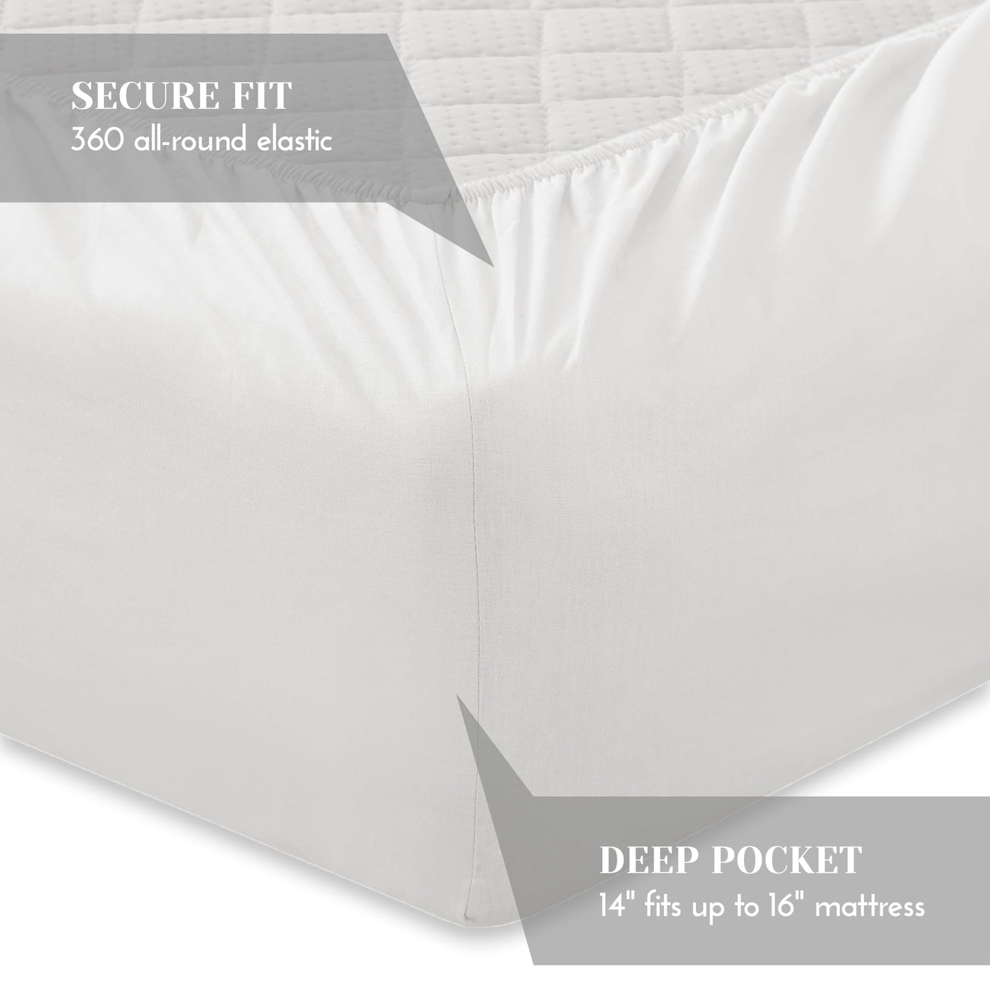 Comfort Spaces 100% Cotton Sheet Set Breathable, Lightweight, Soft with 14" Elastic Pocket Fits up to 16" Mattress, All Season Cozy Bedding, Matching Pillow Case, Cal King White 4 Piece
