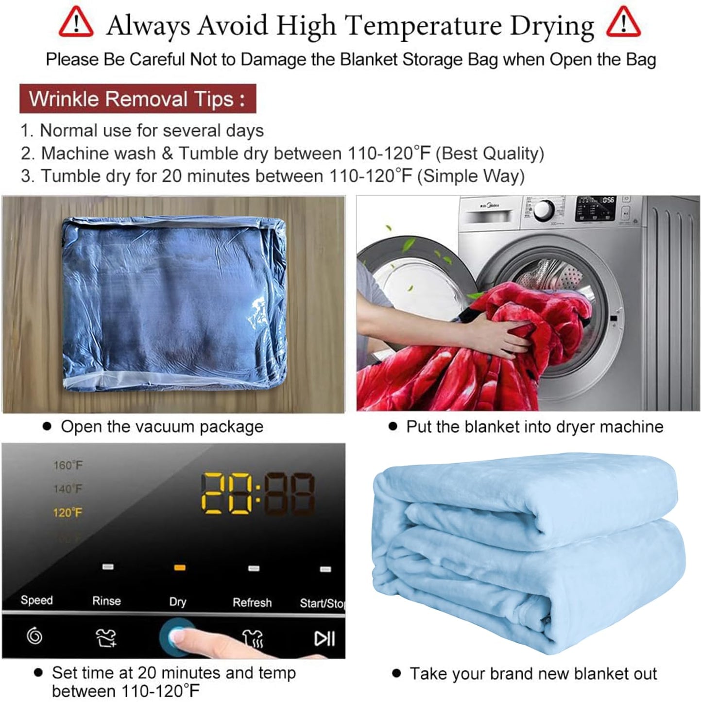 JYK Premium Silky Flannel Fleece Blanket - Queen Size 79'' x 91'', 3.5 LB Lightweight and Fluffy Cozy Plush Microfiber Blanket for Couch, Sofa, Bedroom, Light Blue