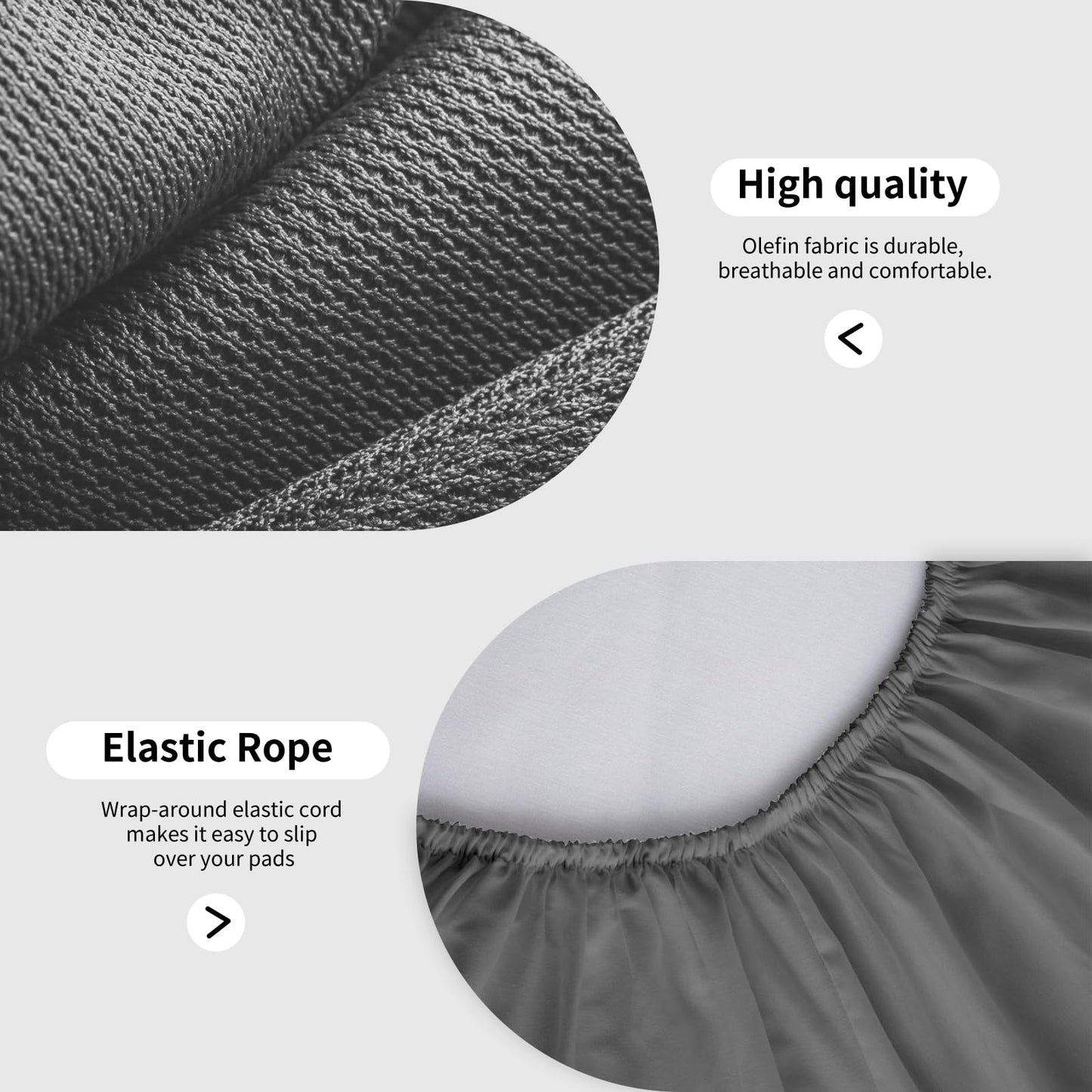 ADXTPB Outdoor Round Daybed Cushion Cover Waterproof,Patio Circle Day Bed Mattress Covers with Elastic Band,Sunbed Sun Island Cushions Replacement Slipcover,Cover ONLY(Dark Grey, 66 * 6in)