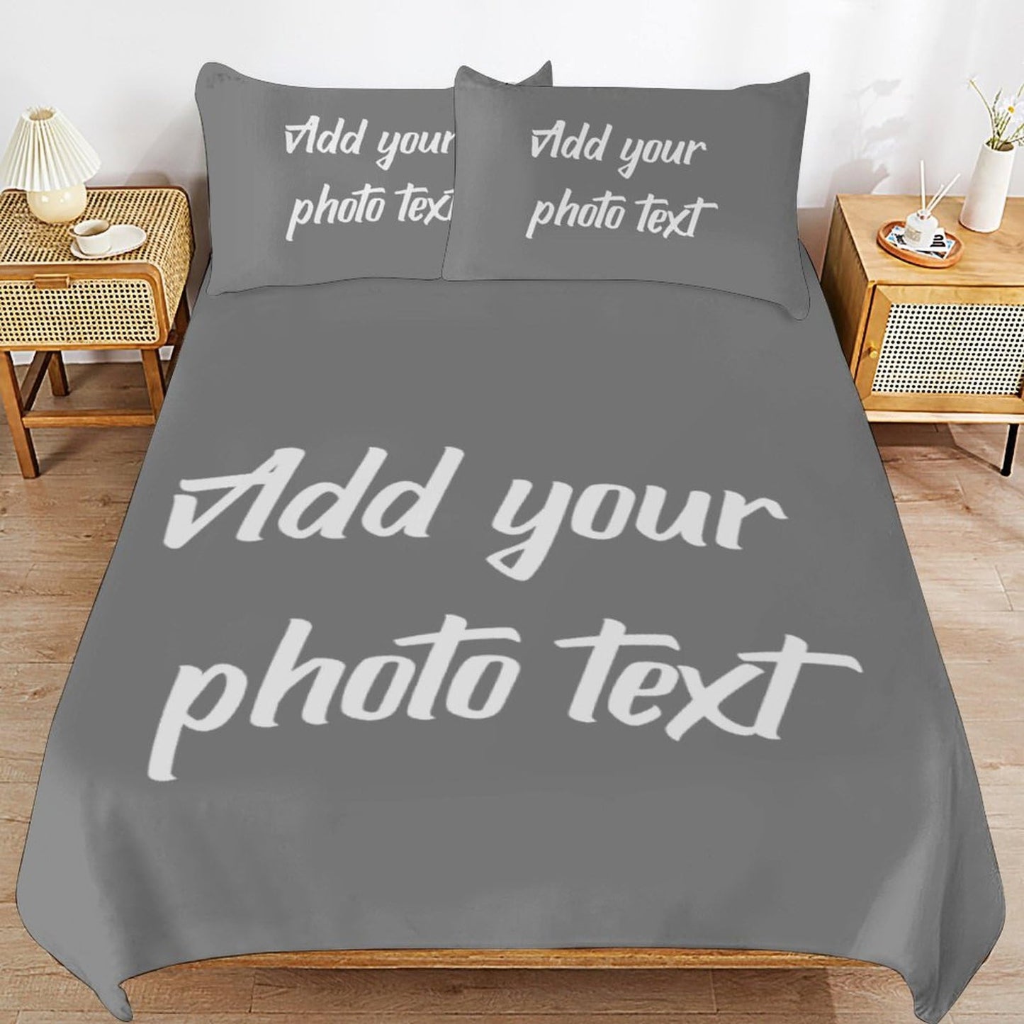 Lonhooker Custom Comforter Set, Custom Three-piece Bed Set Personalized Cover Set 3-Piece with 2 Pillowcases Customized Picture Bedding Sets with Picture Text Logo Universal All Season (Color05)