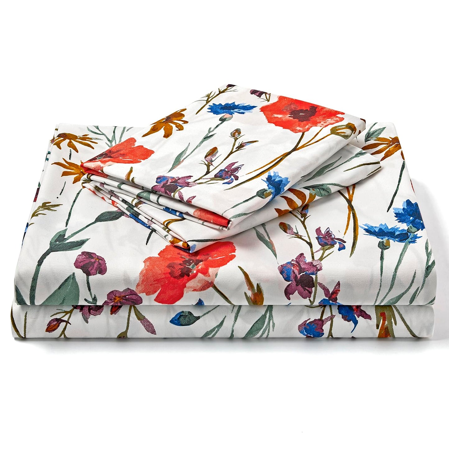 FreshCulture Floral Bed Sheets - Ultra Soft King Size Sheets Set - Brushed Microfiber Floral Sheets - Deep Pockets - Easy Care - Hotel Luxury 4 Piece Flower Printed Sheets King, Le Jardin
