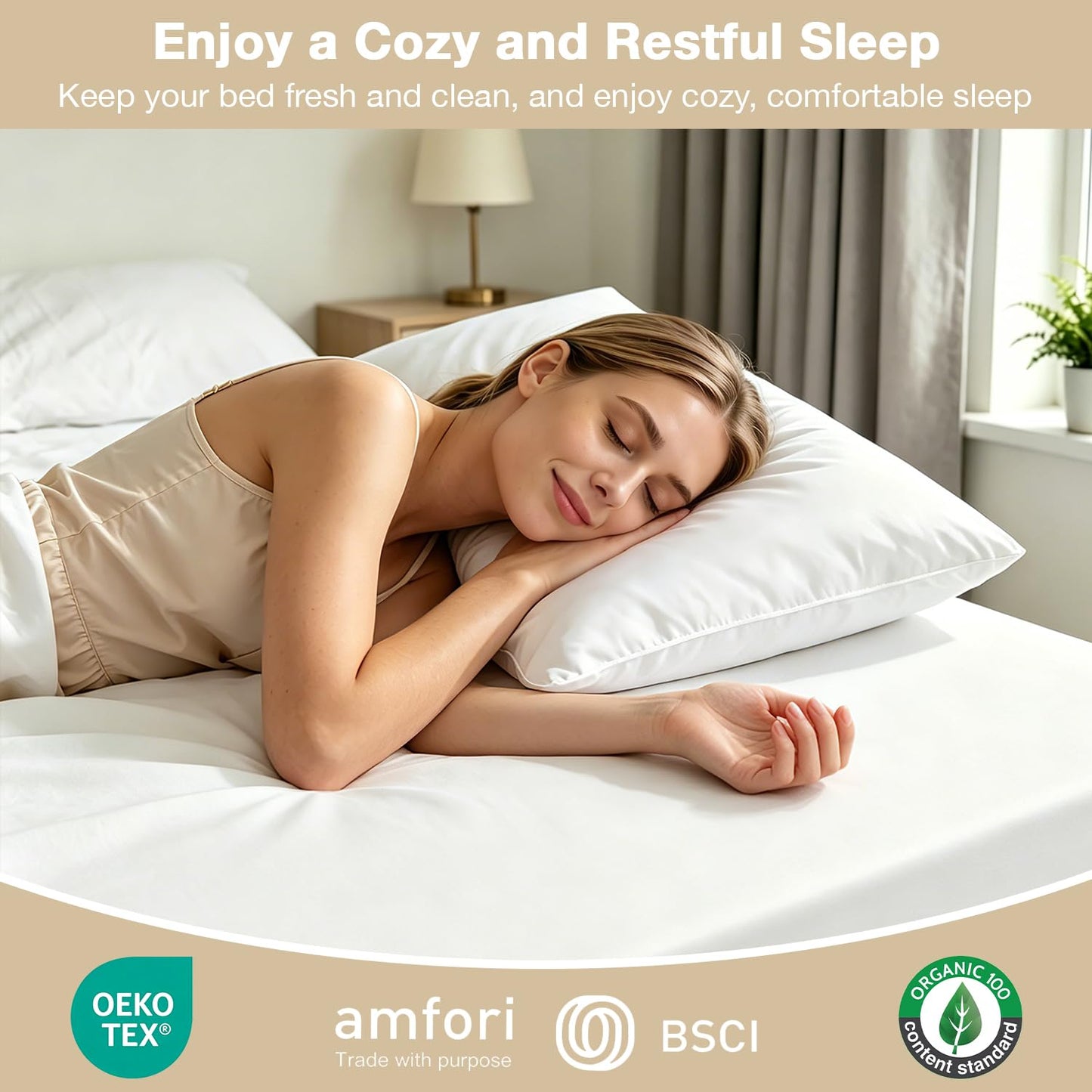 Twin XL Mattress Protector Waterproof 2 Pack Washable Mattress Cover Breathable Twin XL Size Fitted Bed Pad Noiseless Plastic Protection Up to 18” Mattress Protector Soft（White）