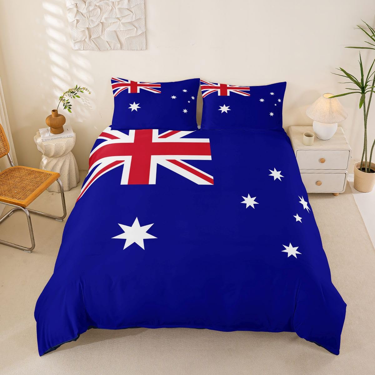 Feelyou Australia Duvet Cover Full Size Boys Girls Australian Flag Bedding Set Breathable Soft International Flag Comforter Cover 3Pcs Soccer Sports Game Bedroom Decor