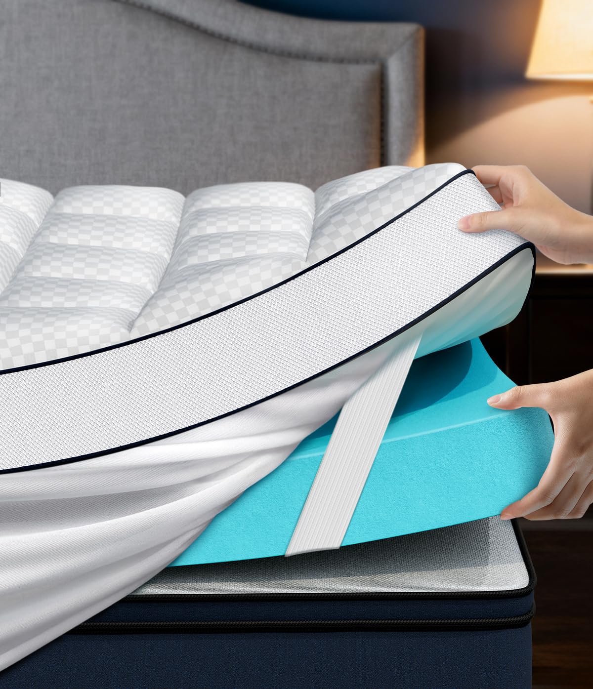Panyu Dual Layer 4 Inch Memory Foam Mattress Topper Twin XL, 2" Cooling Gel Memory Foam & 2" Pillow Top College Dorm Room Mattress Pad Cover for Back Pain Relief, CertiPUR-US Certified, White