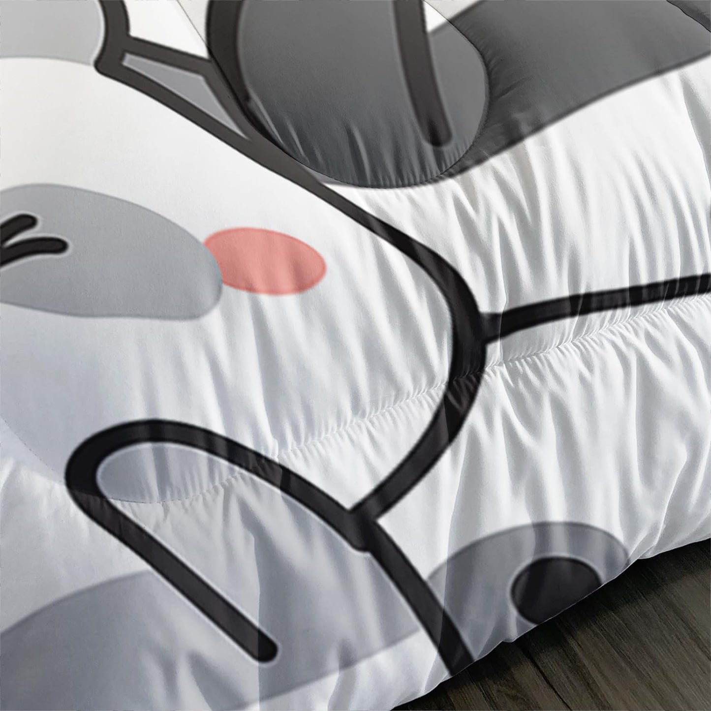 XYNHML Kawaii Cartoon Black White Panda Bedding Animal Themed Comforter 3Pcs Full Bear Pattern Bedding Set for Kids Teens Girls Boys Bed Decor Emoticon Panda Quilt with 1 Comforter and 2 Pillowcases