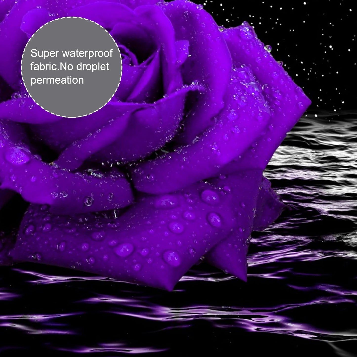 ALEXEX 4 PCS Purple Rose Shower Curtain Sets,Black Sky Bathroom Set with Shower Curtain and Rugs and Accessories,Lunar Ocean Raindrop Shower Curtain Bathroom Decor with 12 Hooks,72 X 72 Inches