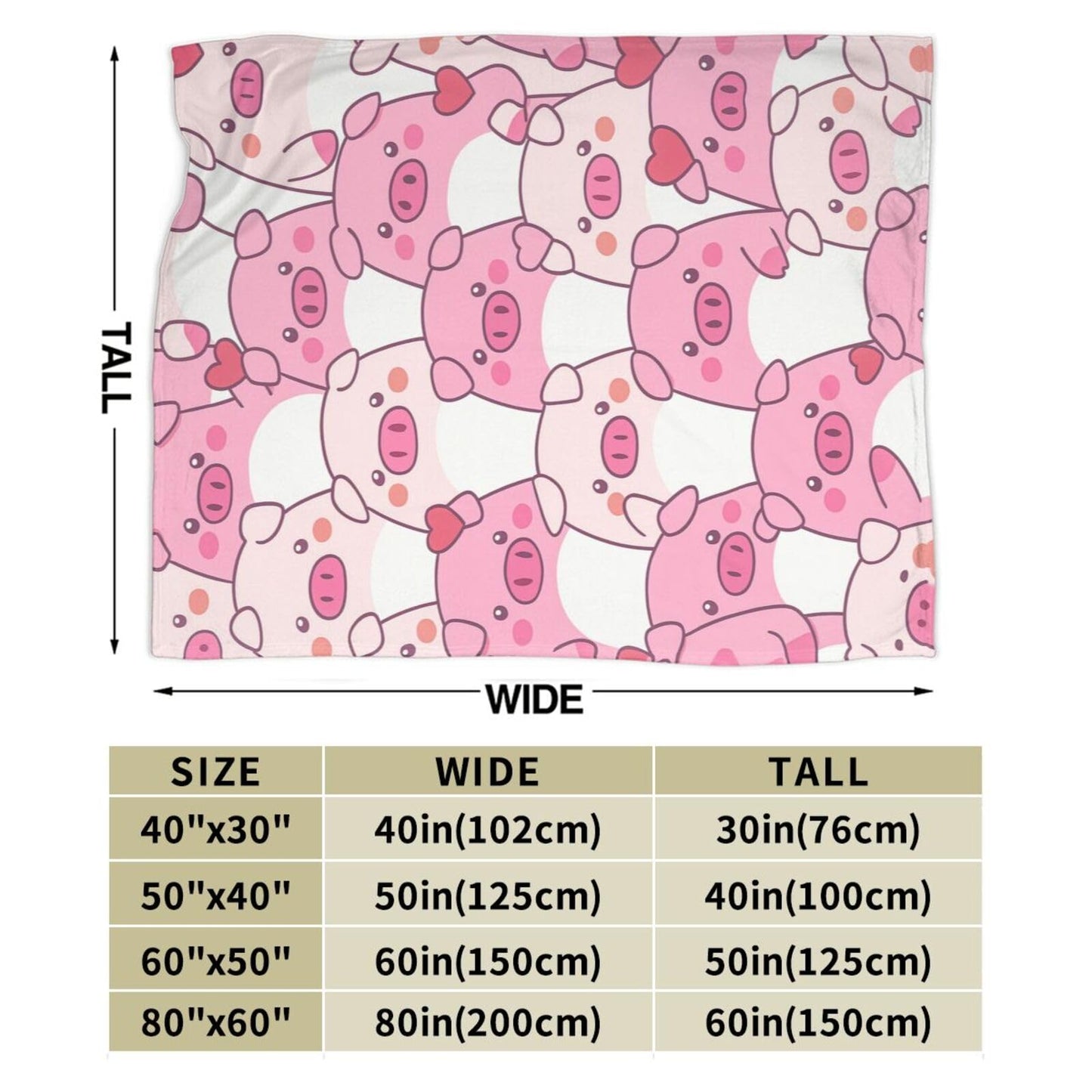 Pig Blanket Cute Pig Throw Blanket Soft Warm Cozy Fleece Fuzzy Plush Flannel Blankets Gifts for Girls Women Boys Kids Adults 40"X50"