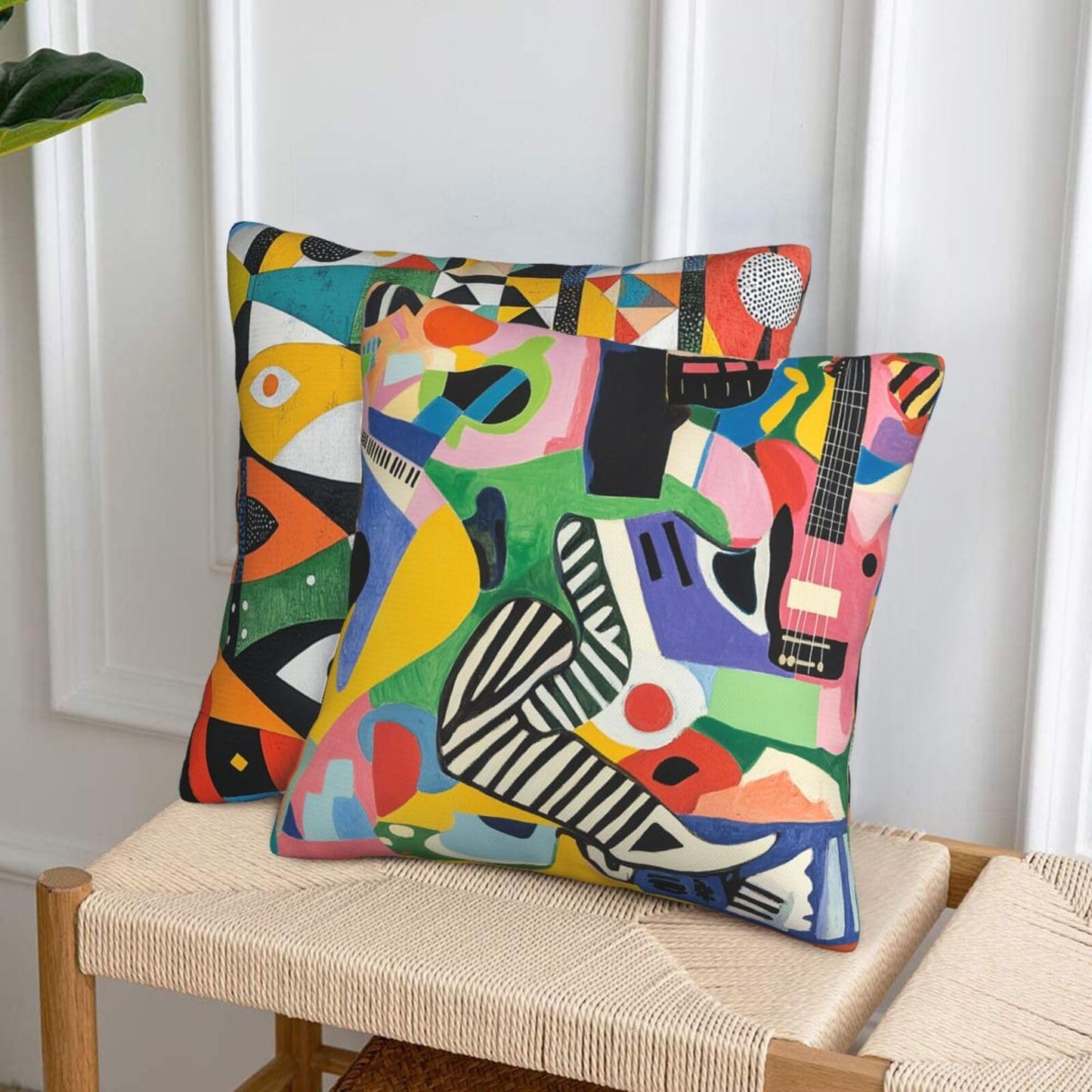 Guiteinyi Abstract Mid Century Throw Pillow Covers 18x18 Set of 2 Square Pillow Case for Home Decorative Sofa Couch Bedroom Living Room