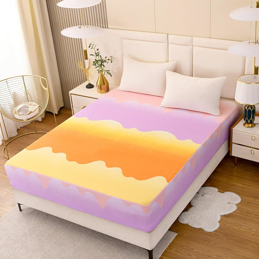NATURETY Bedding Fitted Sheet with Deep Pocket,Thicken Printed Fabric Bed Sheets (Orange, Twin)