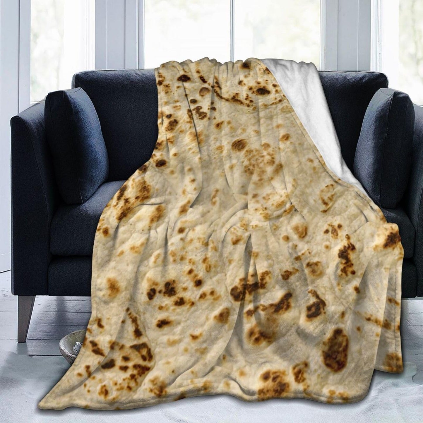 Fried Lavash Burrito Tortilla Food Texture Throw Blanket Super Soft Warm Bed Blankets for Couch Bedroom Sofa Office Car, Cozy Flannel Plush Blanket Gifts for Girls Boys Teens Adults 60"x50"