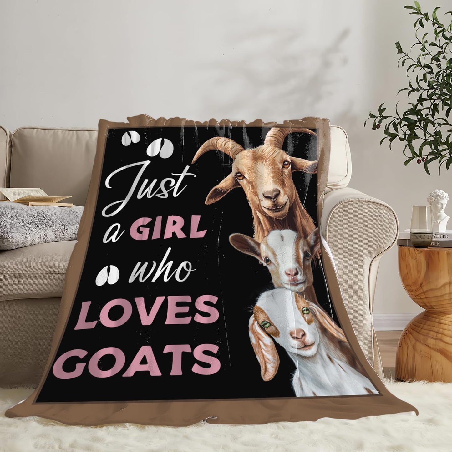Baegopa Goat Blanket for Girls Women Farm Gifts Lovers Farmhouse Throw Blankets Cozy Plush Fleece Flannel Fuzzy for Couch Chair Bed 50"X40"