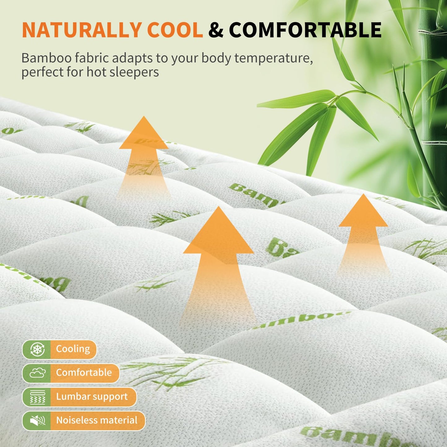 OLIXIS King Bamboo Viscose Mattress Topper, Cooling Breathable Bed Pad