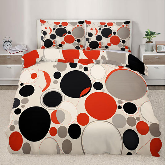 QINYUN Retro Middle Ages Duvet Cover Queen Size, Abstract Art Colorful Bedding Set 3 Piece Bedroom Decor Modernism Comforter Cover and 2 Pillow Sham with Zipper Closure