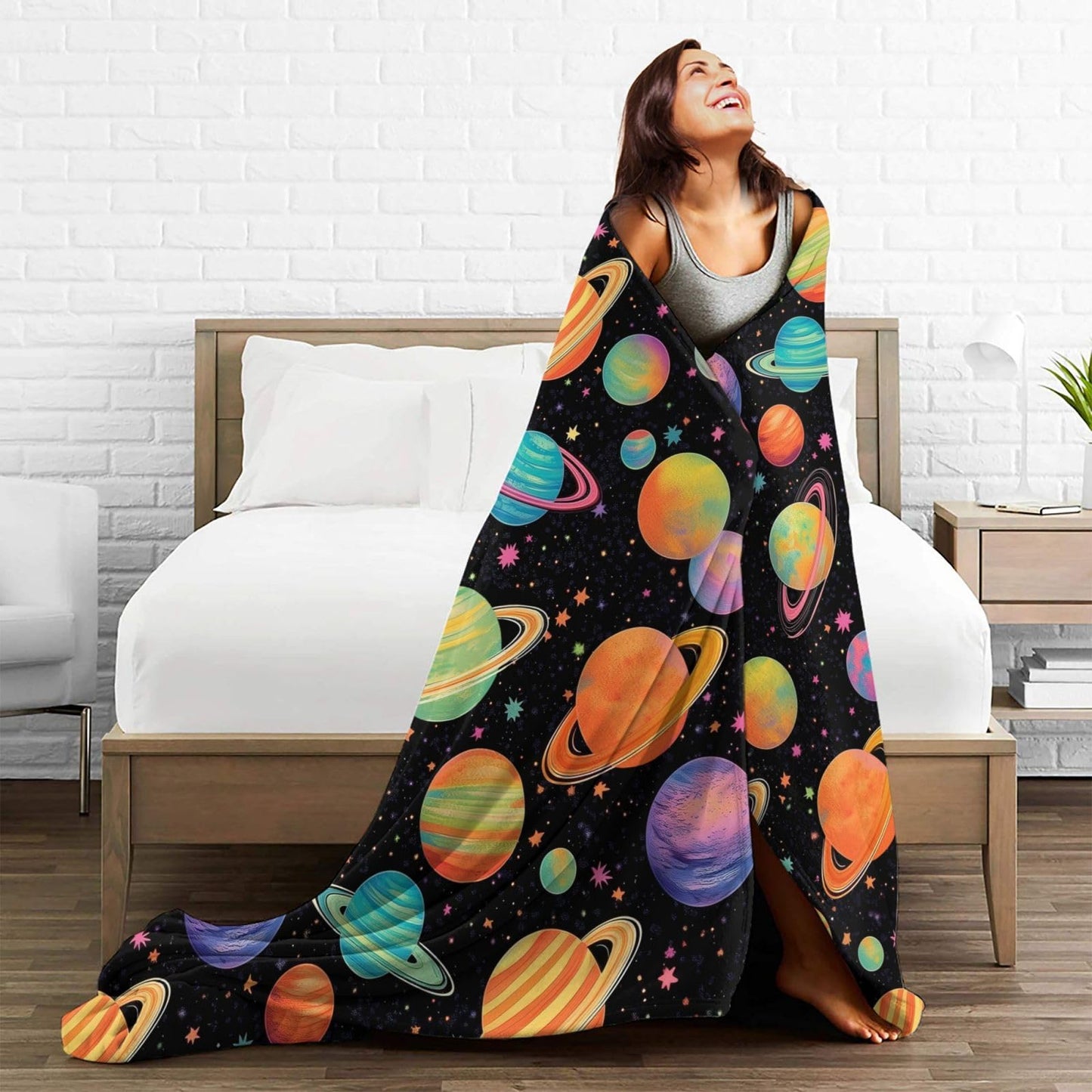 Lovira Space Planet Throw Blanket Solar System Print Throw Blankets Gifts for Couch Sofa Bed Stuff Decor Soft Cozy Fleece Plush Warm Flannel Bedding for Lover Boys Girls 40"x50"