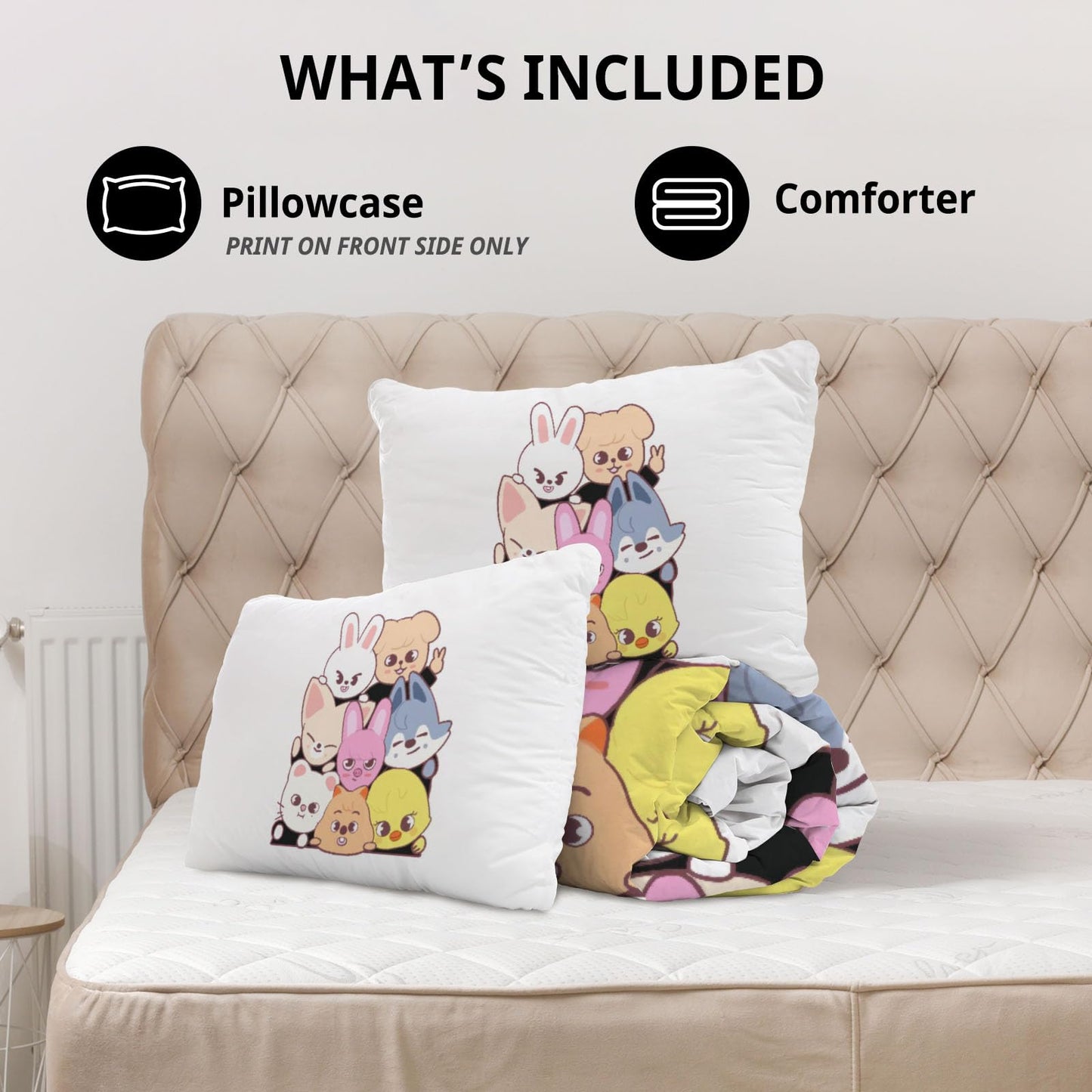 Allenjoy Twin Size Group Comforter Set Youth Soundwave Bed Bedding Sets Bedroom Decor with 1 Pillowcase SC00049-005