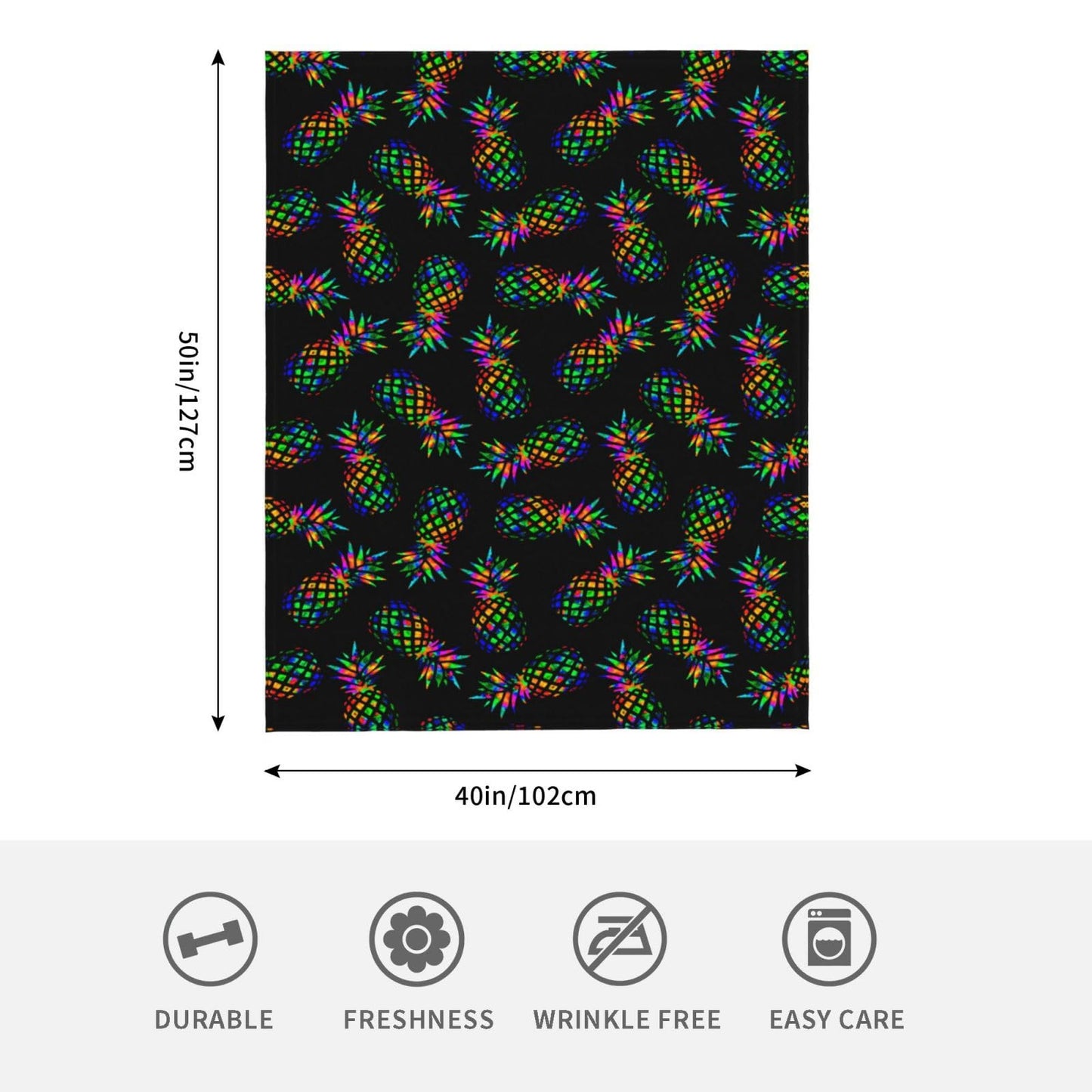 Tropical Pineapple Throw Blanket Gifts Soft Warm Fleece Blankets for Bed Chair Car Sofa Couch Bedroom 50 X40 Inch