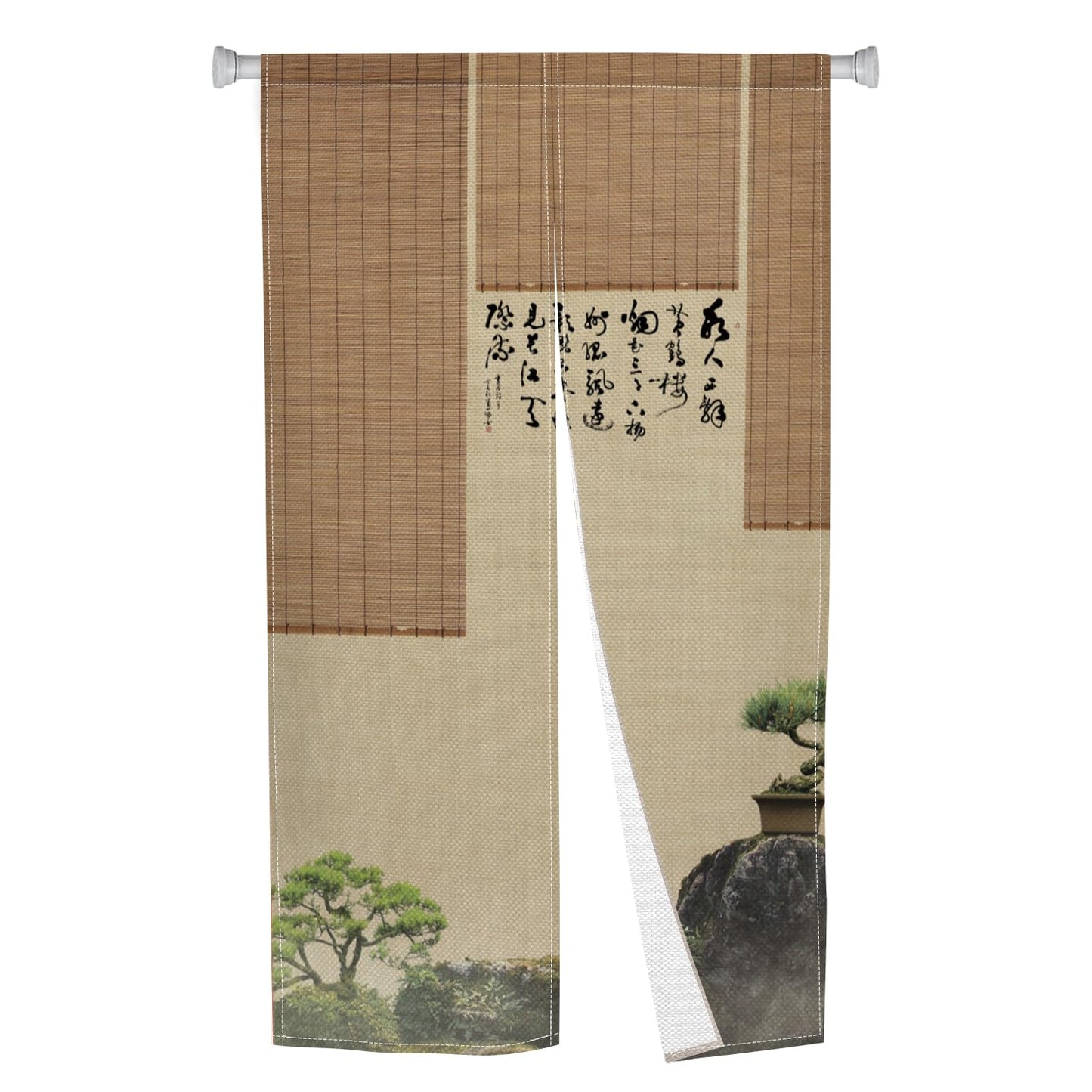 Leowefowa Japanese Noren Doorway Curtain Long Style Japanese Traditional Pine Trees Mount Printed Fengshui Curtain for Doorway Tapestry for Hanging Room Divider Kitchen Home Decor, 33.5"x 70.9"