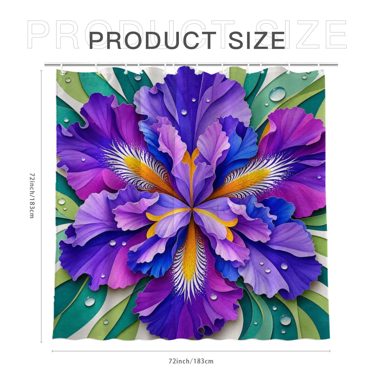 Youtoko Rose Floral Shower Curtain 72x72 Inch with 12 Hooks Polyester Decorative Bath Decor Botanical Wreath Pattern Panel Romantic Style for Master Bathroom