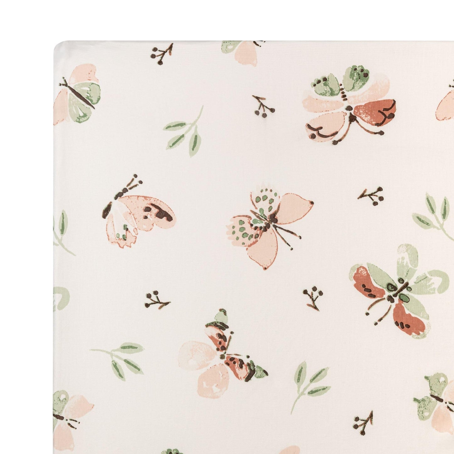 Crane Baby Crib Sheet - 100% Cotton, Breathable Fitted Sheet for Standard Crib Mattress (28"x 52"), Butterfly Pattern for Boys and Girls