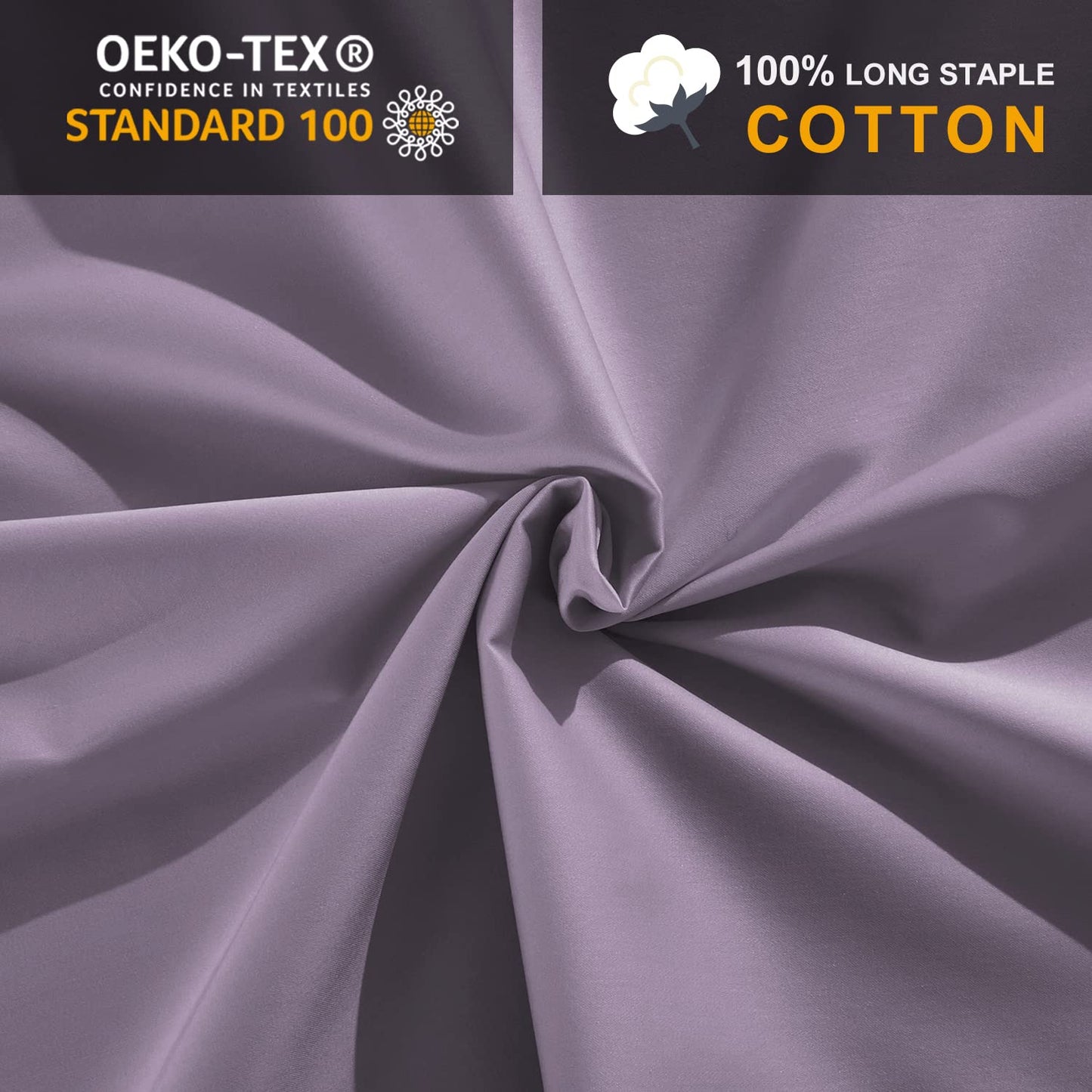 MILDLY Deep Pocket Fitted Sheet Only Queen Size 60"x80" 100% Long Staple Cotton Purple Breathable Bottom Sheet Fits Up to 14" Deep Mattress
