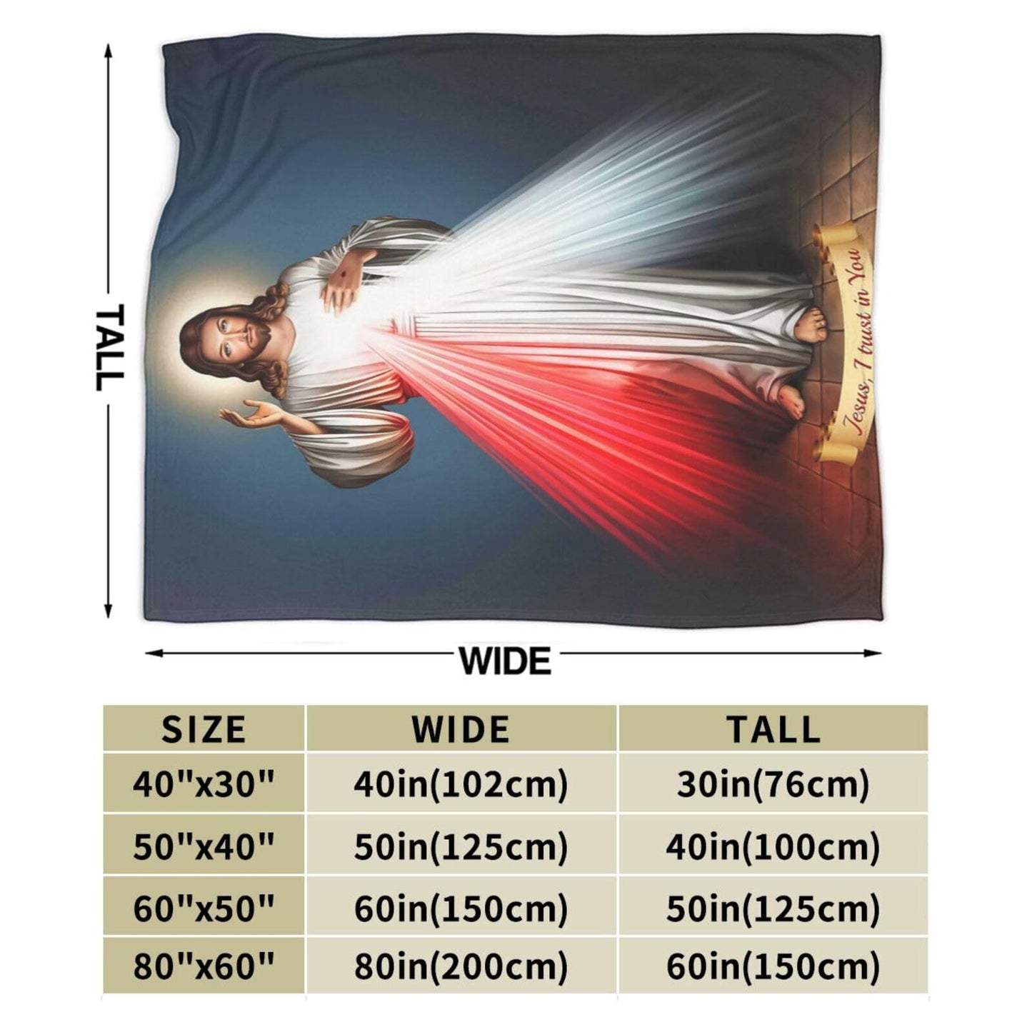 Jesus Catholic Gifts Throw Blanket Ultra-Soft Micro Fleece Divine Mercy Blanket Religious Christian Gifts for Women Blanket for Bed Couch Living Room 50" x 40"