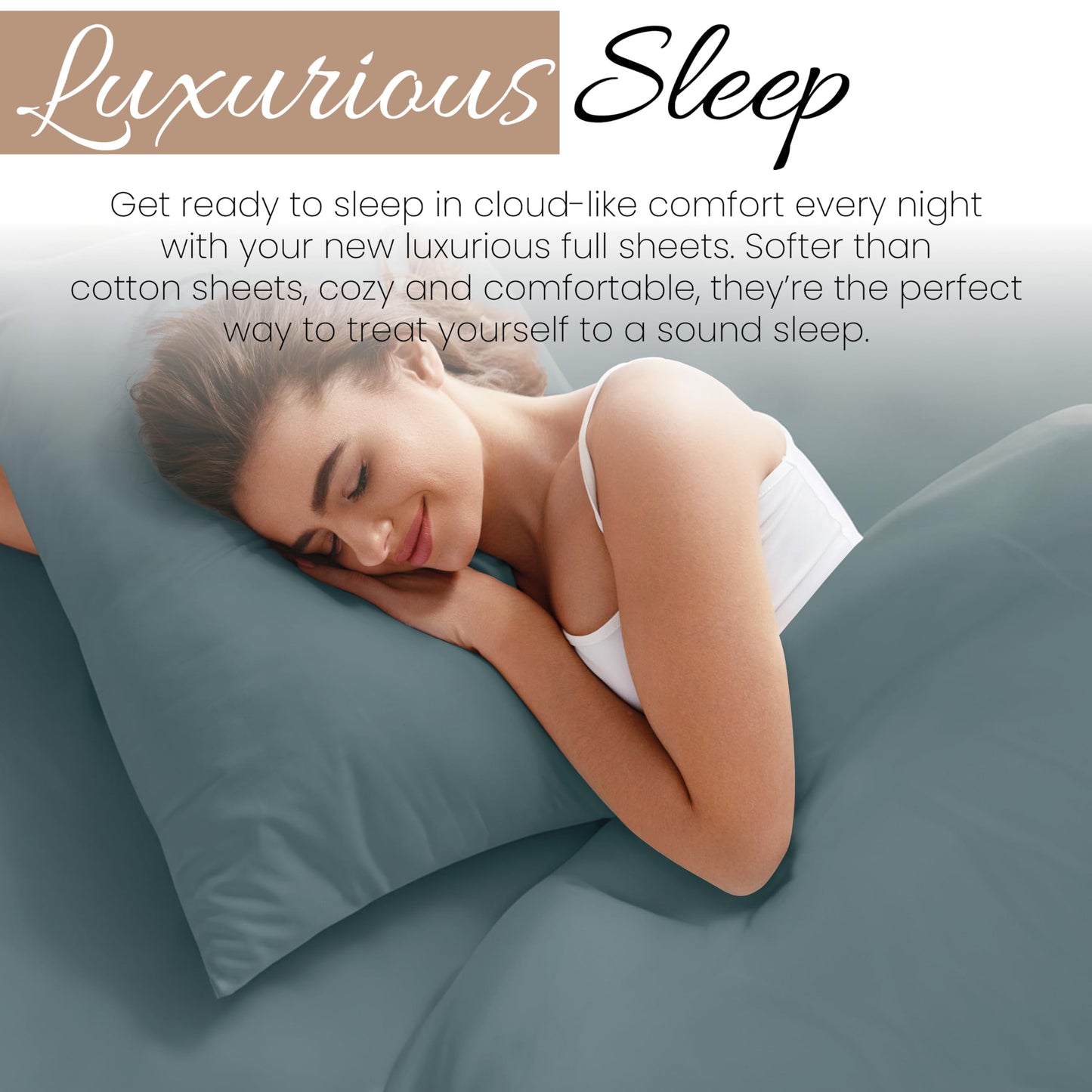 Linen Market Bed Sheets for Full Size Bed (Ocean) - Sleep Better Than Ever with These Soft and Cooling Full Sheets - Deep Pocket Fits 16" Thick Beds - 4 Piece Full Sheet Set