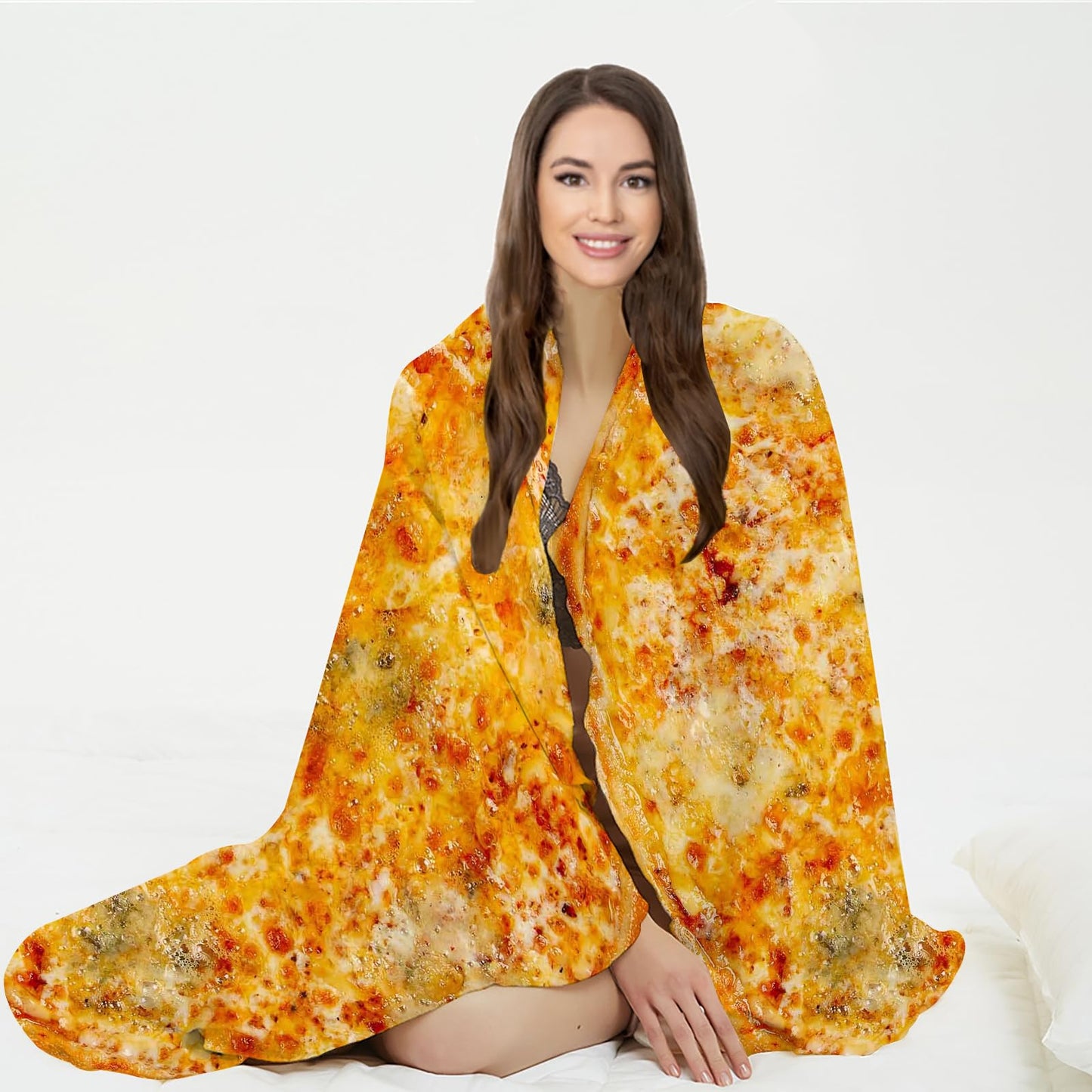 Ubnlkto Pizza Throw Blanket, Round Funny Food Blanket for Adults & Kids, Realistic 60