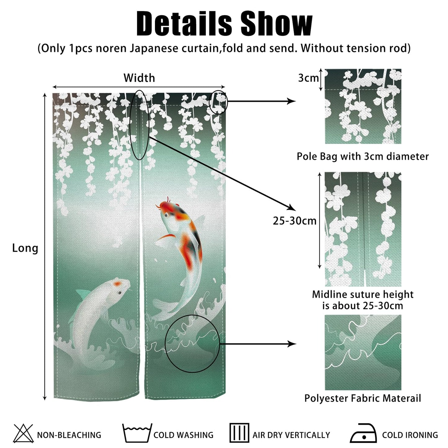XMJJKUF Japanese Noren Doorway Curtain Japanese Style Door Kitchen Curtains Kio Fish Printed Window Treatment Door Tapestry Panel for Ukiyoe Room Divider Home Bar Decorations,33.5"x 70.9"