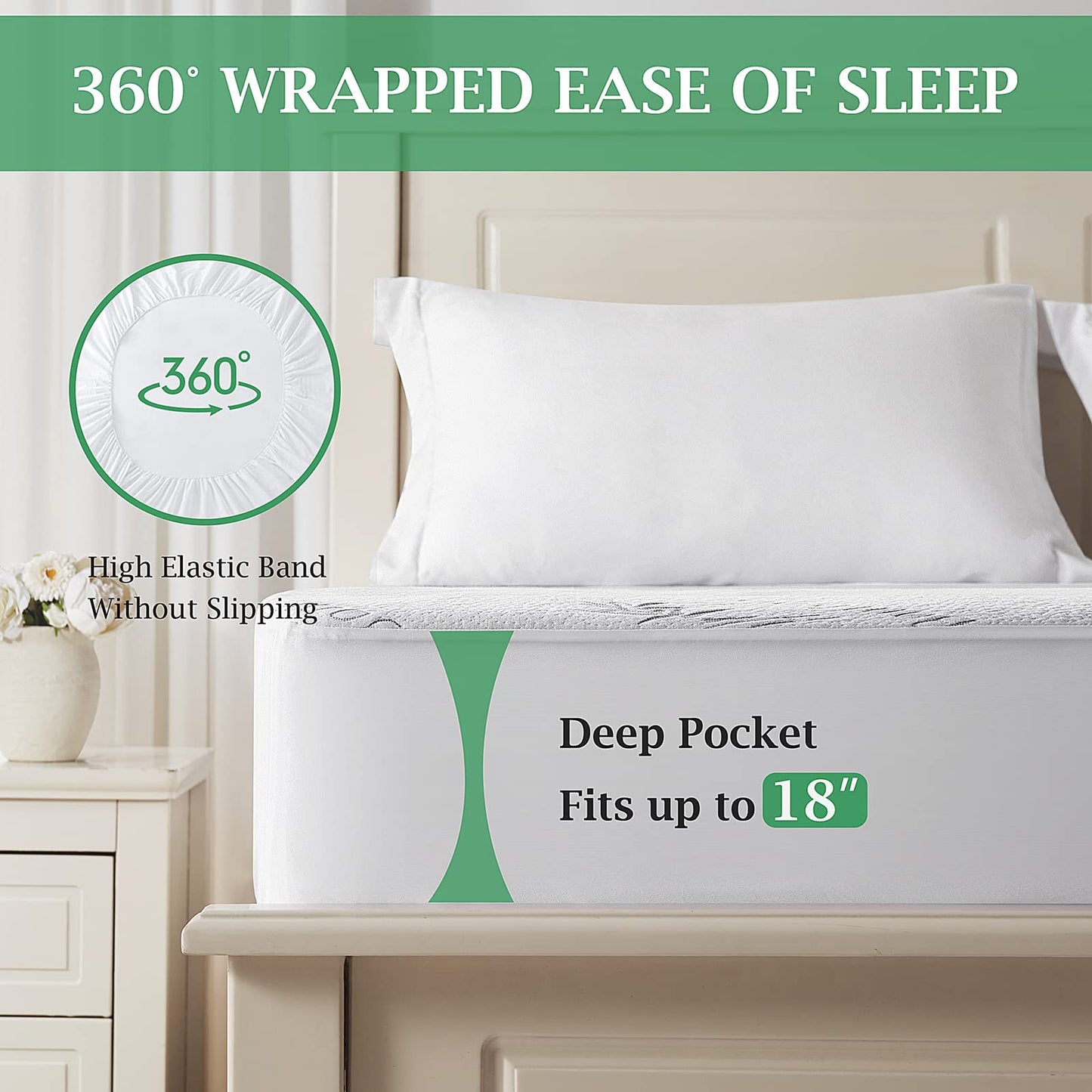 Lysam Mattress Protector Split King, Cooling Bed Mattress Cover Waterproof, 39"x 80" Bed Cover 2 Pack Noiseless & Soft, Deep Pocket Mattress Pad Cooling for Baby Pregnant Women Older